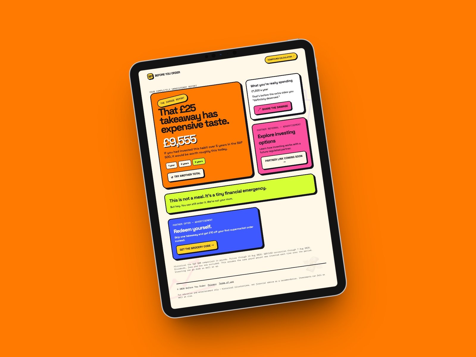 Before You Order damage report displayed on a tablet