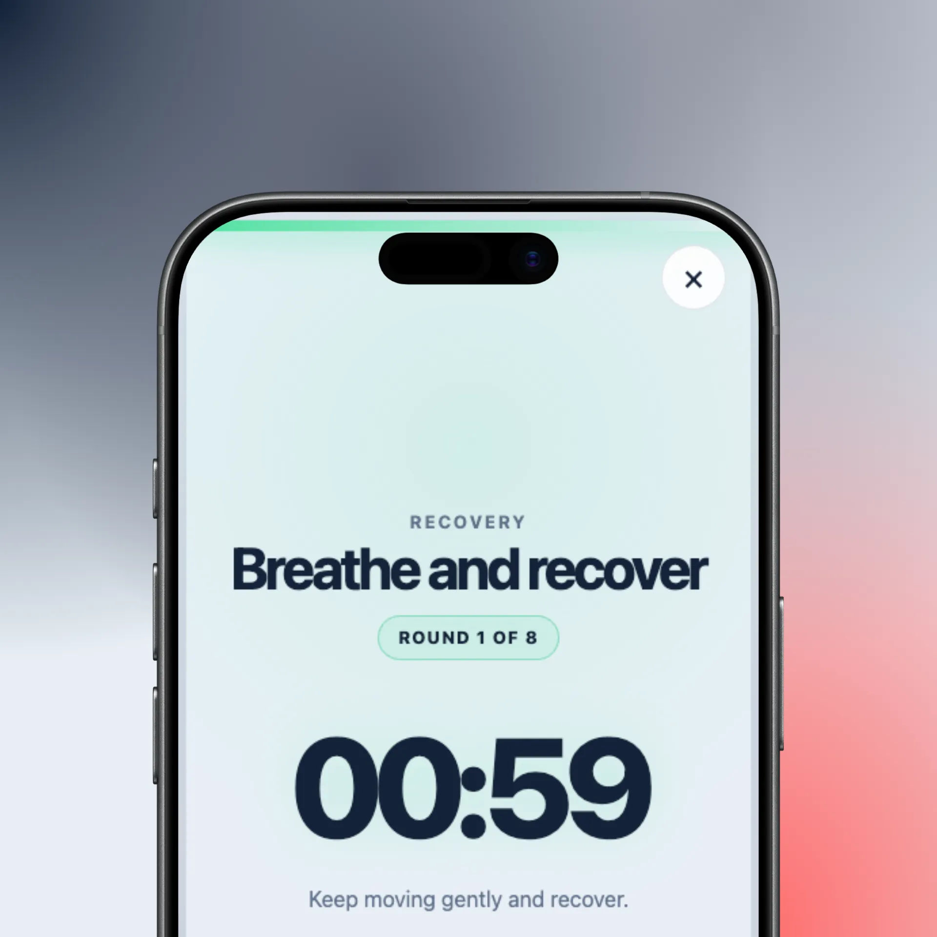 JEBA recovery timer displayed on a mobile phone